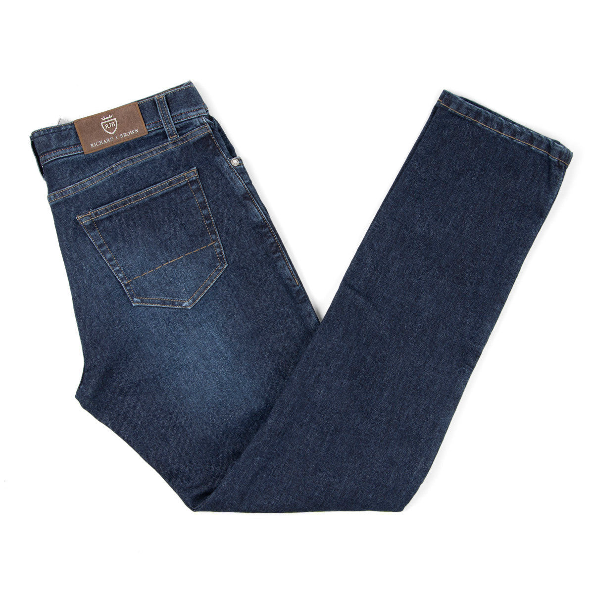 Dark Blue Wash Denim 'Milano' Regular Fit Jeans  Richard J Brown   