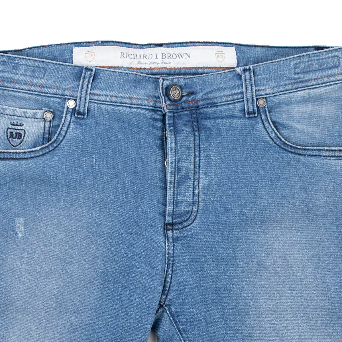 Light Wash Distressed Denim 'Tokyo' Slim Fit Jeans  Richard J Brown   