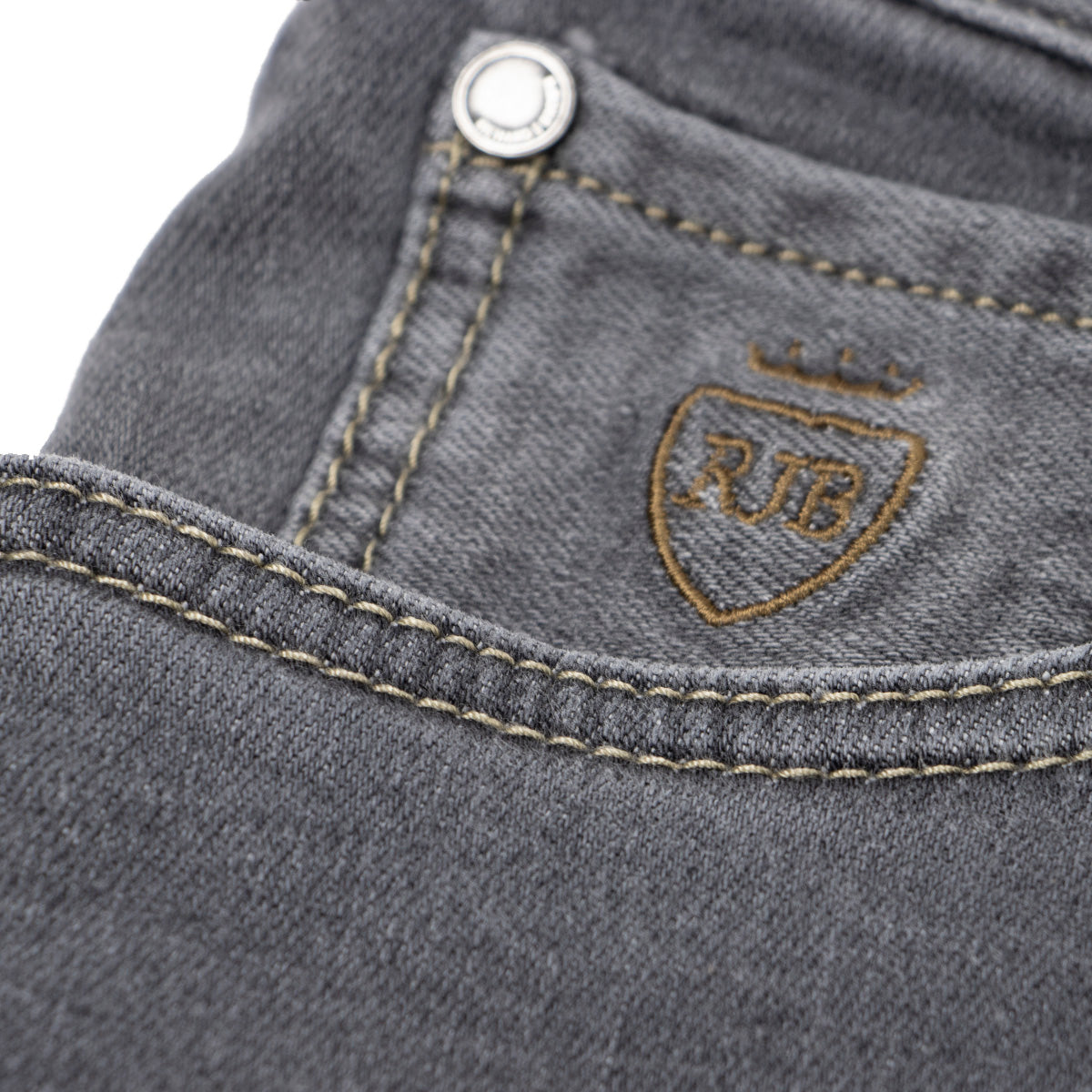Washed Grey Cashmere Denim 'Milano' Regular Fit Jeans  Richard J Brown   
