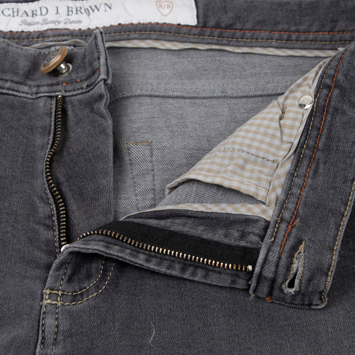 Washed Grey Cashmere Denim 'Milano' Regular Fit Jeans  Richard J Brown   