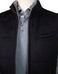 Navy 100% Cashmere Lightweight Padded Gilet  Robert Old   