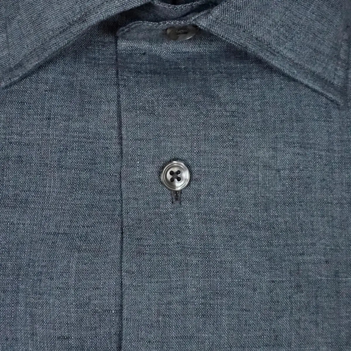 Charcoal Grey Pure Italian Linen Long Sleeve Shirt  Robert Old   
