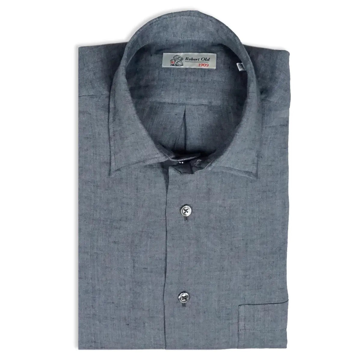 Charcoal Grey Pure Italian Linen Long Sleeve Shirt  Robert Old   