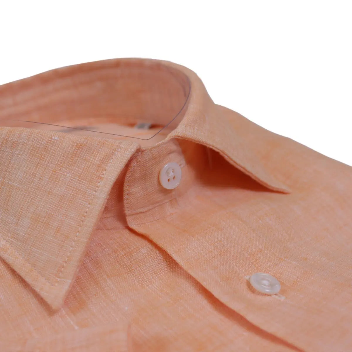 Orange Pure Italian Linen Short-Sleeve Shirt  Robert Old   