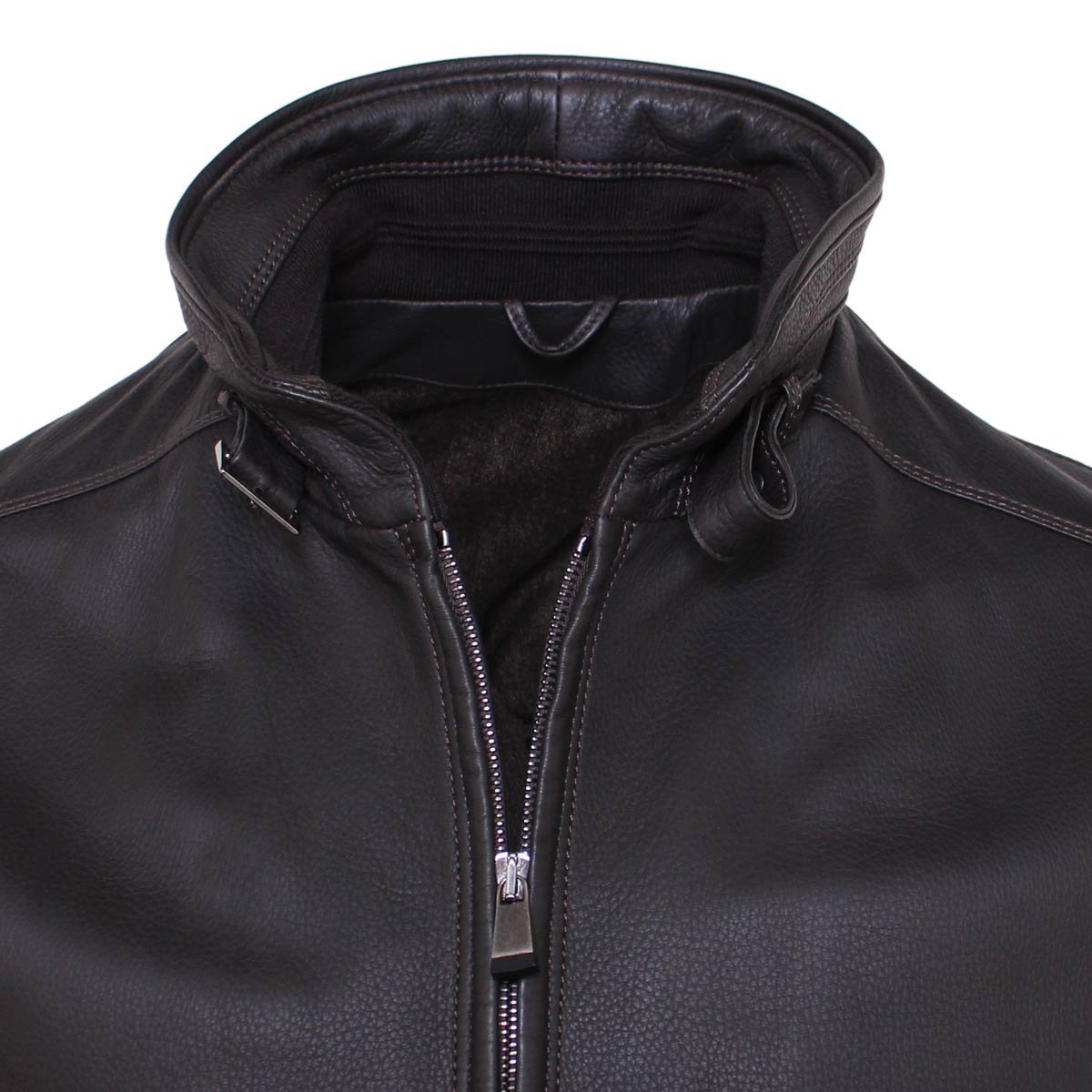 Dark Brown Bomber Style Deerskin Leather Jacket  Robert Old   