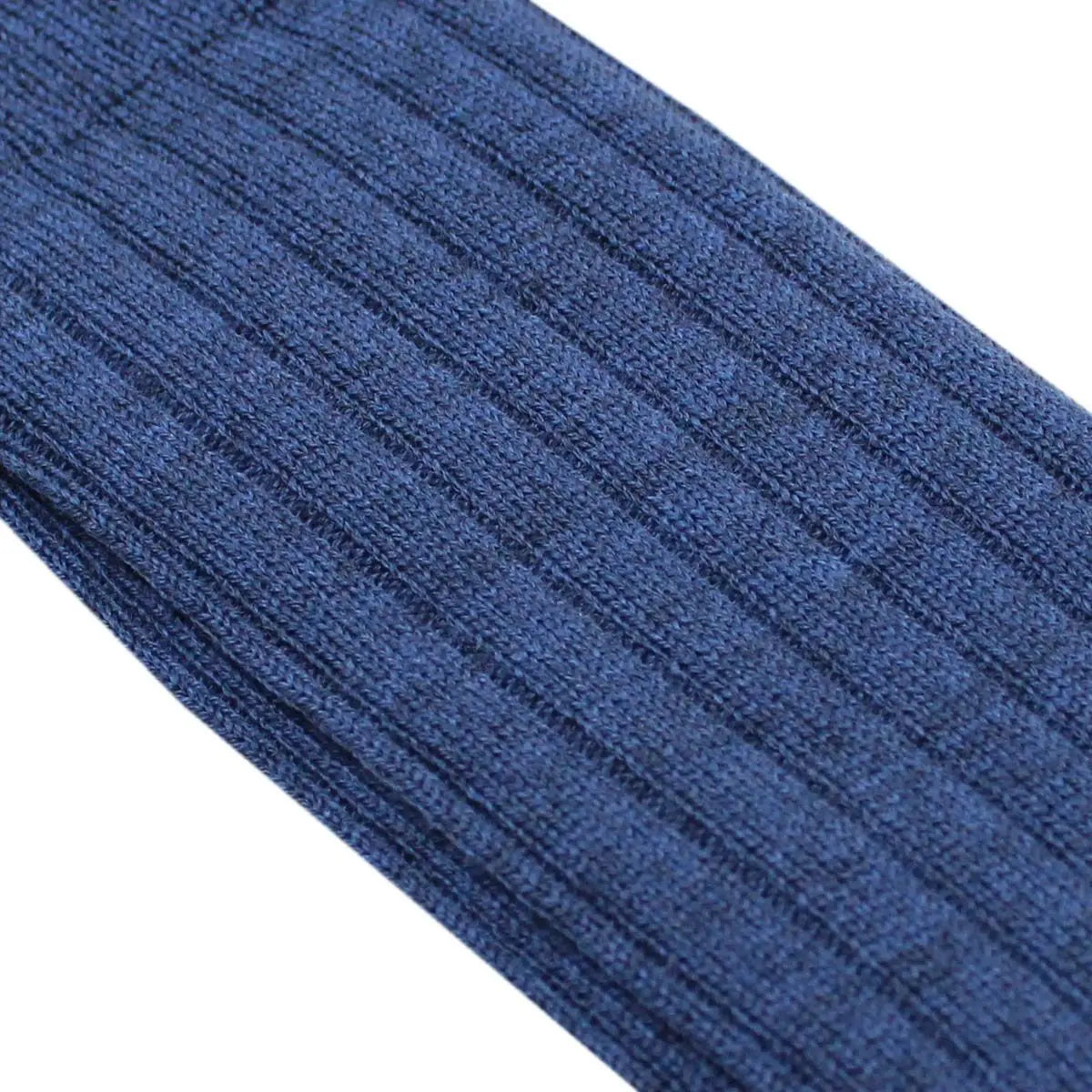 Blue Melange Wool Ribbed Socks  Robert Old   