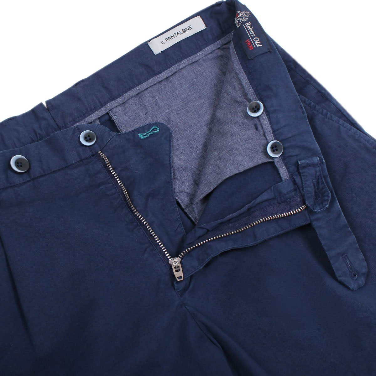 Classic Navy Cotton Stretch Chino Shorts  Robert Old   