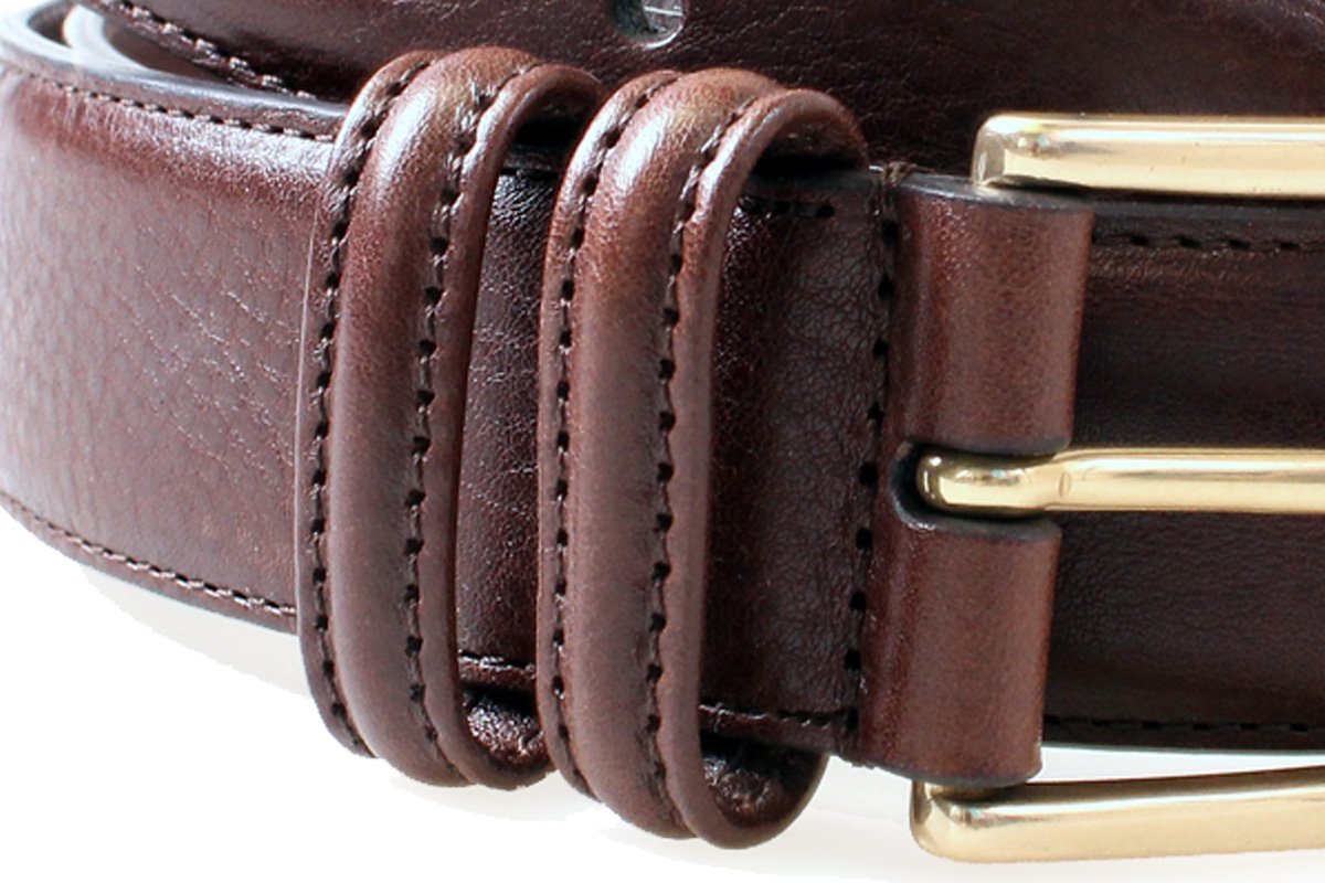 Brown Calf Leather Brass Buckle Belt  Robert Old   