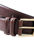 Brown Calf Leather Brass Buckle Belt  Robert Old   