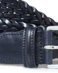 Navy Woven Leather Belt BELTS/BRACES Robert Old