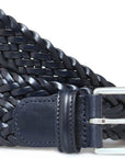 Navy Woven Leather Belt BELTS/BRACES Robert Old