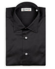 Black Satin Cotton Shirt  Robert Old   