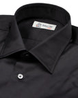 Black Satin Cotton Shirt  Robert Old   