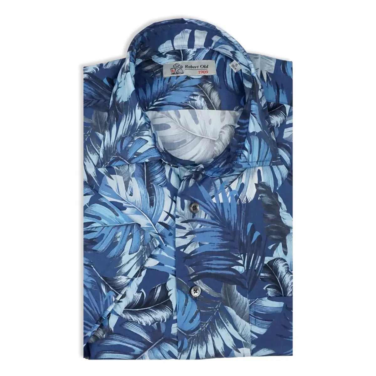 Blue Tropical Supraluxe Print Short Sleeve Shirt  Robert Old   