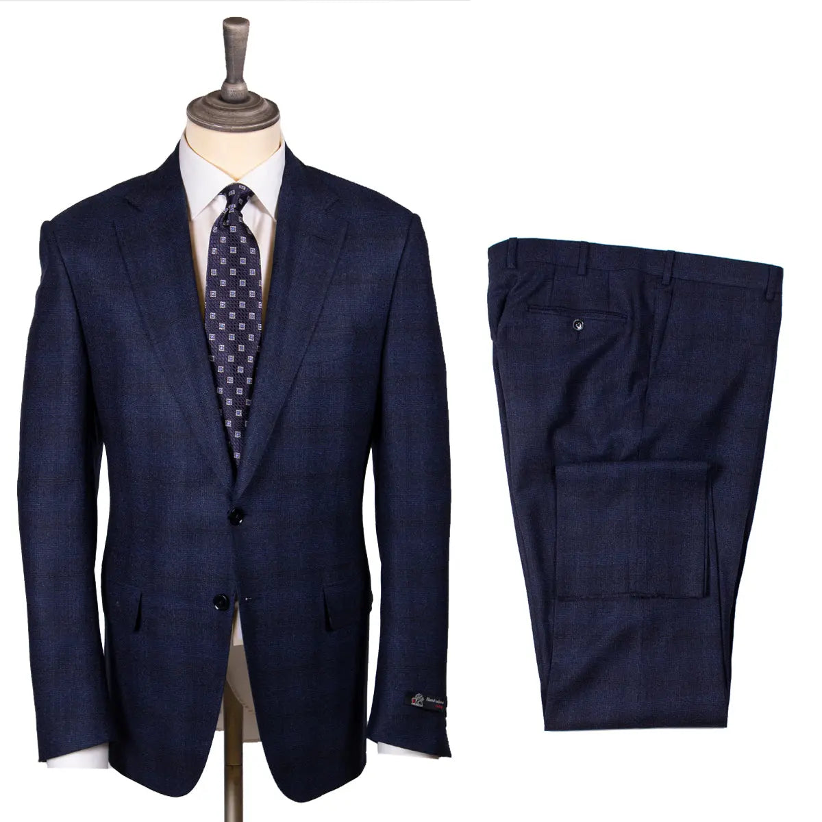 Blue Prince of Wales Check Wool Suit  Robert Old   