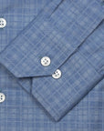 Blue Twill Check Flanello Junior Cotton Long Sleeve Shirt  Robert Old   