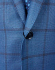 Blue Windowpane Check Super 150’s Virgin Wool Suit  Robert Old   