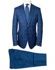 Blue Windowpane Check Super 150’s Virgin Wool Suit  Robert Old   