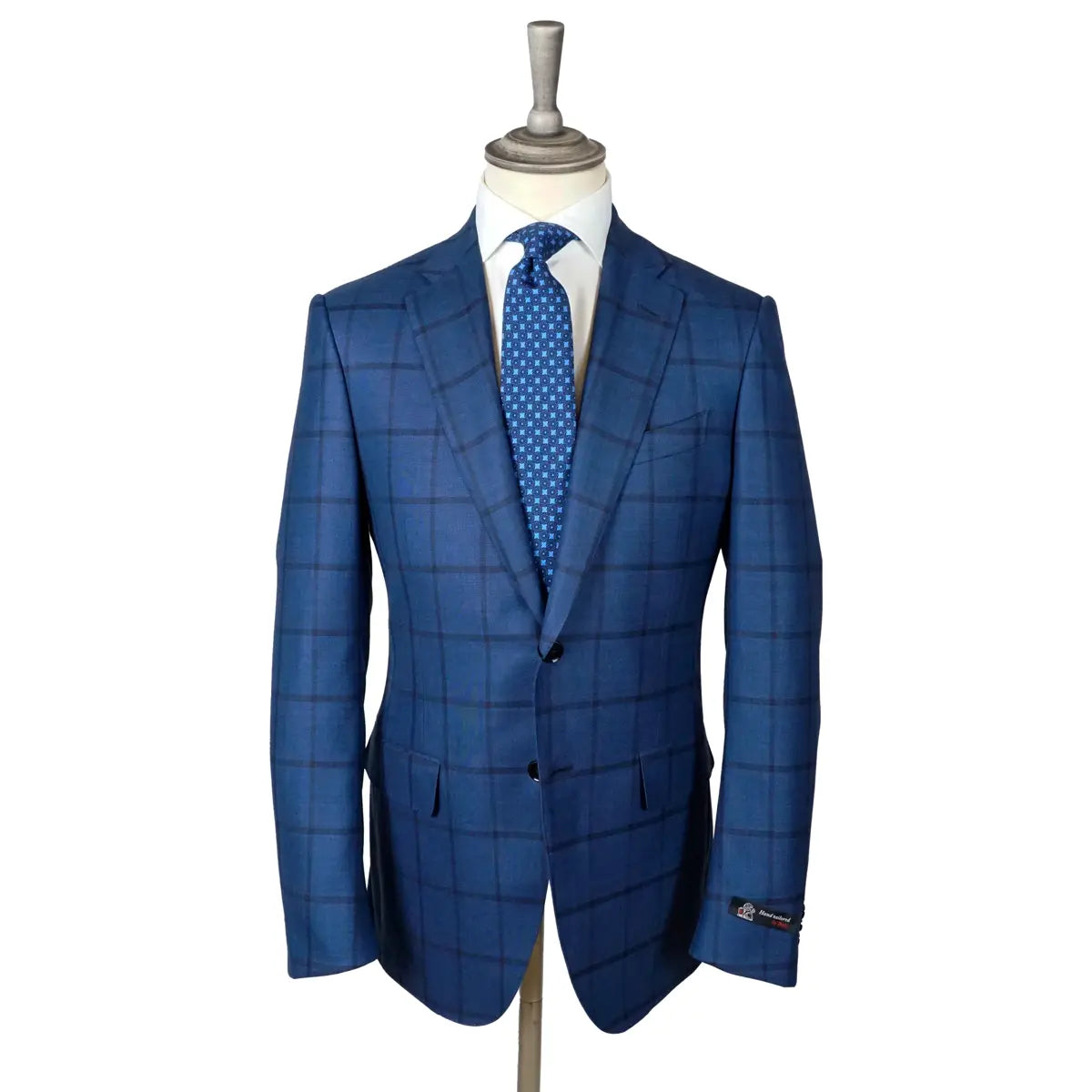 Blue Windowpane Check Super 150’s Virgin Wool Suit  Robert Old   