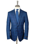 Blue Windowpane Check Super 150’s Virgin Wool Suit  Robert Old   