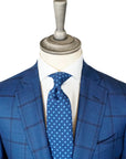 Blue Windowpane Check Super 150’s Virgin Wool Suit  Robert Old   