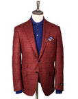 Brick Red Overcheck Wool & Cashmere Jacket  Robert Old   