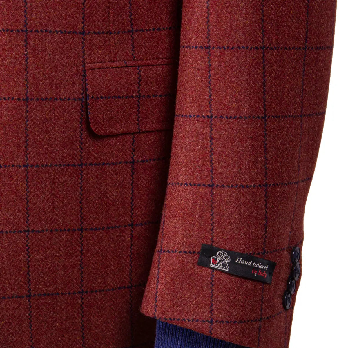 Brick Red Overcheck Wool &amp; Cashmere Jacket  Robert Old   