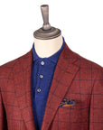 Brick Red Overcheck Wool & Cashmere Jacket  Robert Old   