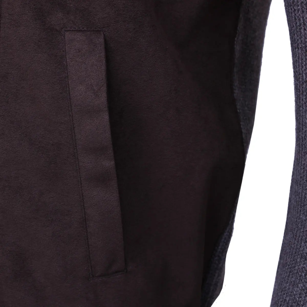 Brown Alcantara & Grey Wool Full-Zip Cardigan  Robert Old   