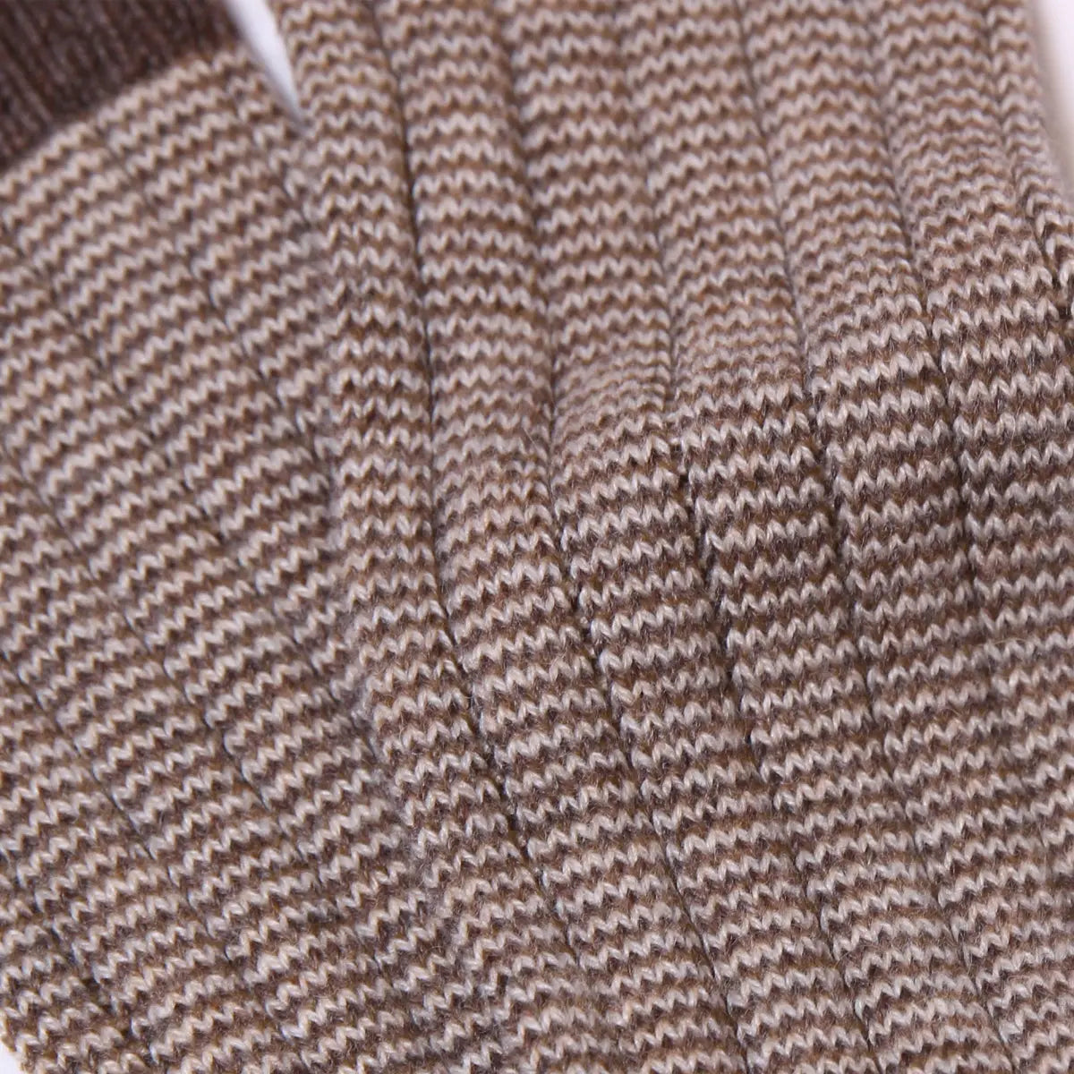 Brown & Cream Herringbone Stripe Cashmere Blend Socks  Robert Old   