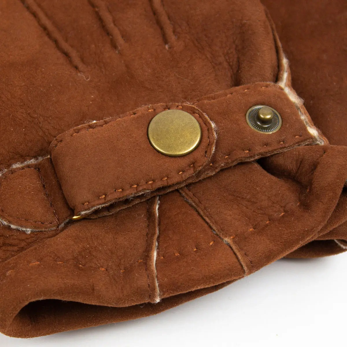 Brown Lambskin Leather Wool Lined Gloves  Robert Old   