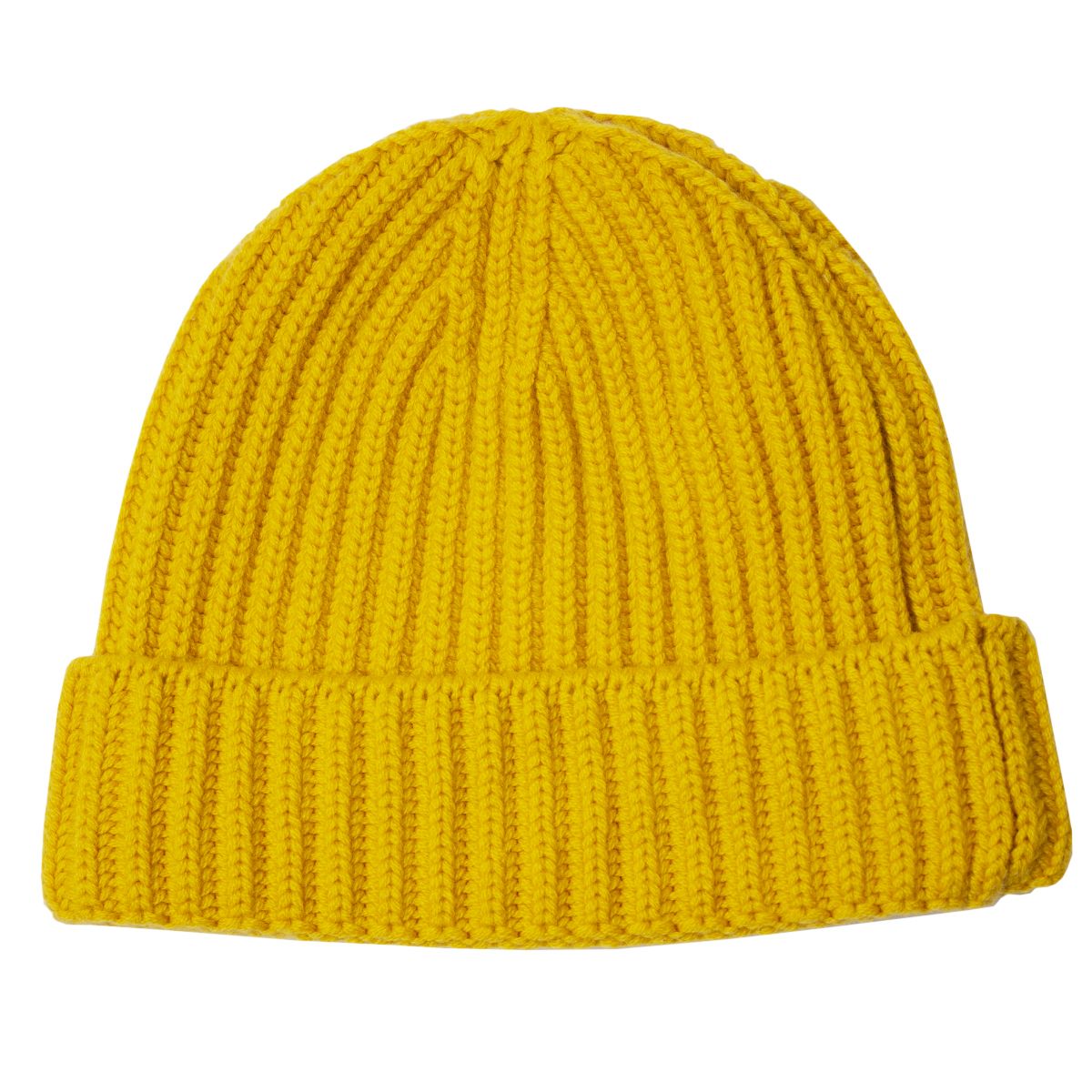 Fisherman Knit 8ply Cashmere Hat - Goldeneye Yellow  Robert Old   