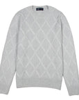 Ice Grey Diamond Knit Wool Blend Crewneck Jumper  Robert Old   