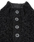 Charcoal Black Melange Buttoned-Neck Wool Jumper  Robert Old   