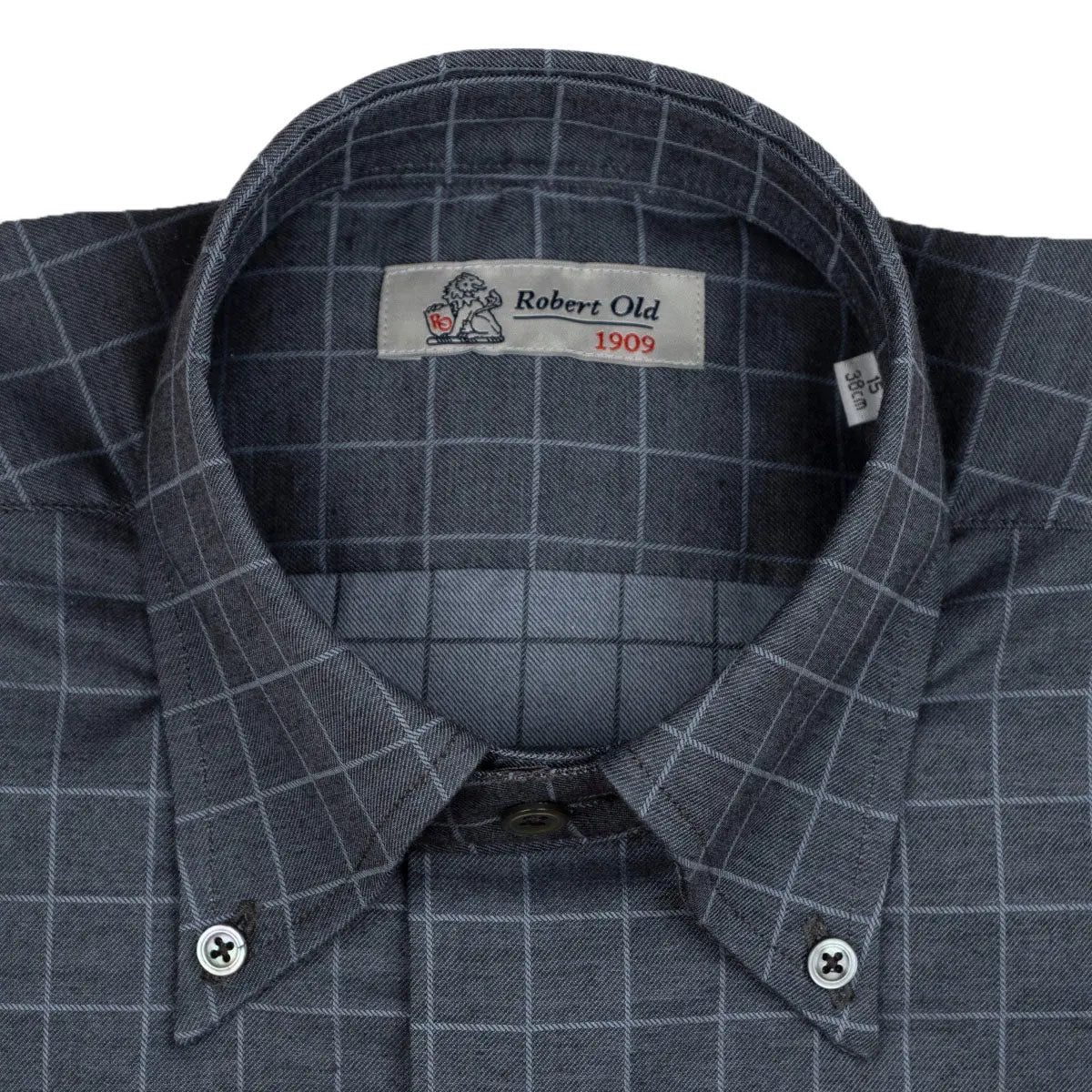 Charcoal Check Flanello Junior Cotton Long Sleeve Shirt  Robert Old   