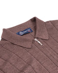 Chocolate Fine Wool & Silk Zip-Neck Polo  Robert Old   