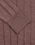 Chocolate Fine Wool & Silk Zip-Neck Polo  Robert Old   