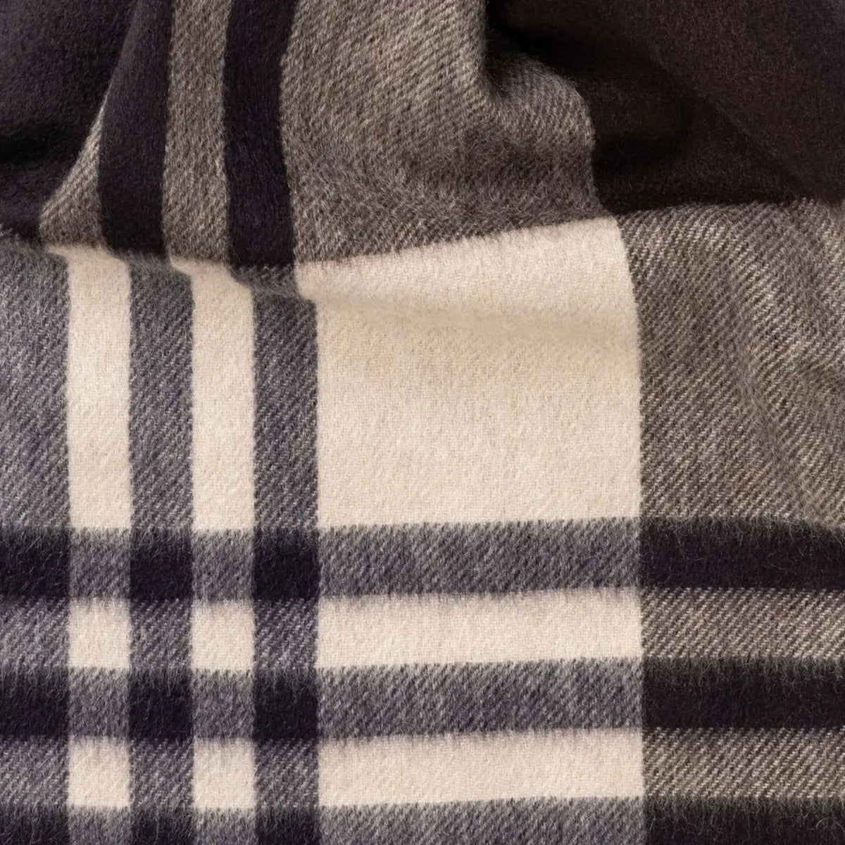 Coffee & Cream Checked Ripple Cashmere Scarf  Robert Old   