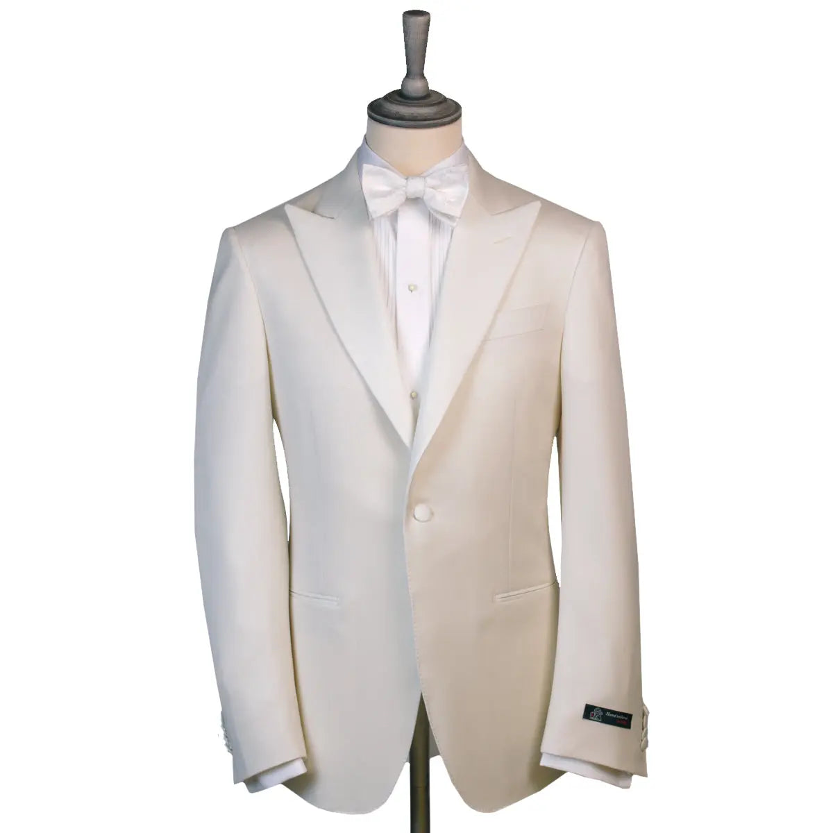 Cream Micro-Pattern Wool & Silk Tuxedo Jacket  Robert Old   