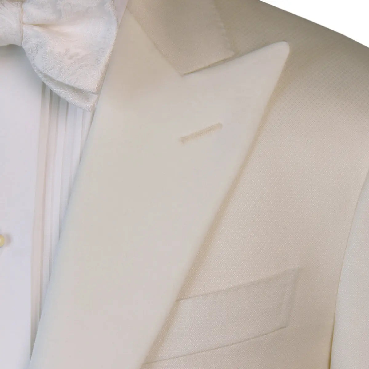 Cream Micro-Pattern Wool & Silk Tuxedo Jacket  Robert Old   