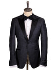 Dark Grey Jacquard Weave Tuxedo Jacket  Robert Old   
