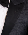 Dark Grey Jacquard Weave Tuxedo Jacket  Robert Old   