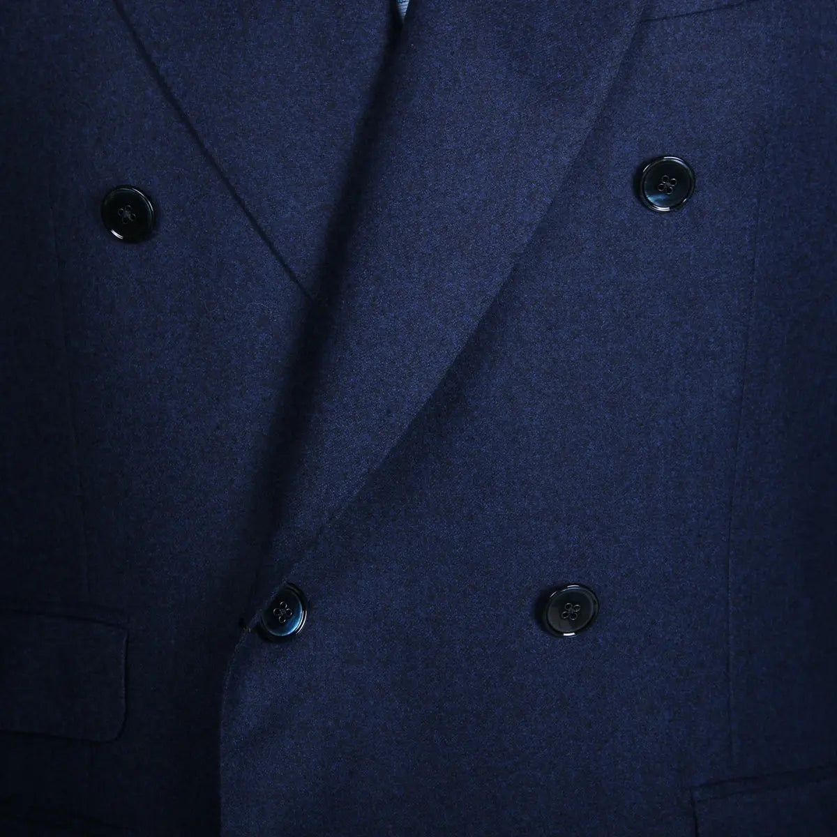 Dark Navy Wool Flannel Double-Breasted Suit  Robert Old   