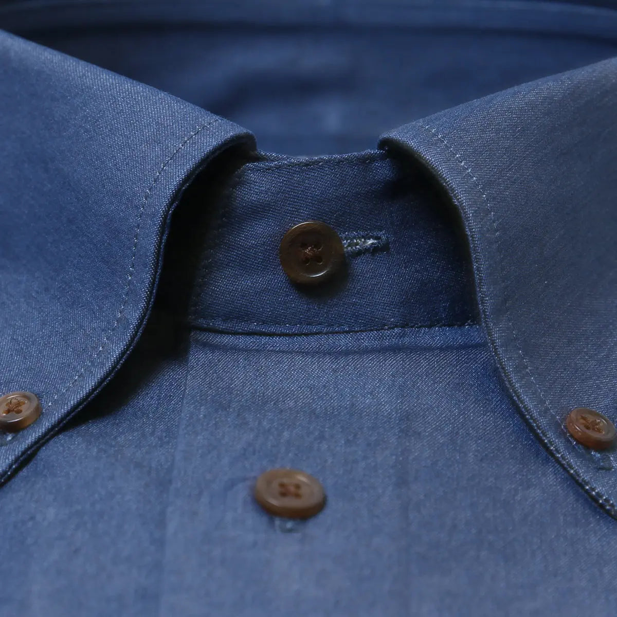 Cotton Denim Two-Pocket Long Sleeve Shirt  Robert Old   