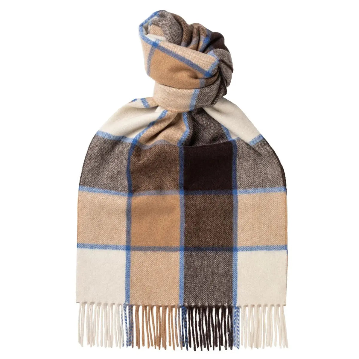 Fudge Buffalo Check Brushed Cashmere Scarf  Robert Old   