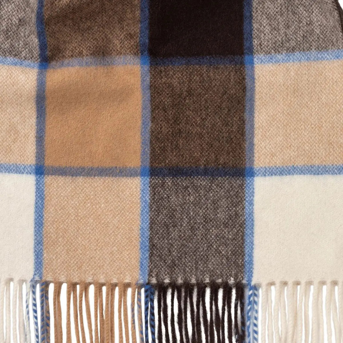 Fudge Buffalo Check Brushed Cashmere Scarf  Robert Old   