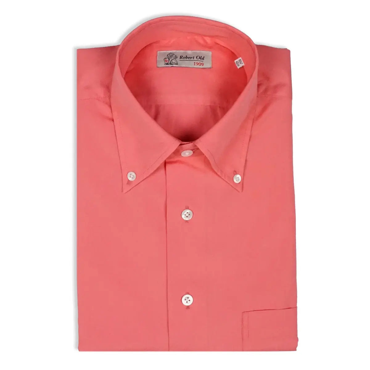 Coral Pink Supraluxe Swiss Cotton Poplin Long Sleeve Shirt  Robert Old   