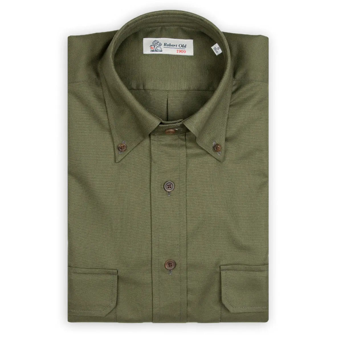 Green Oxford Two-Pocket Long Sleeve Shirt  Robert Old   