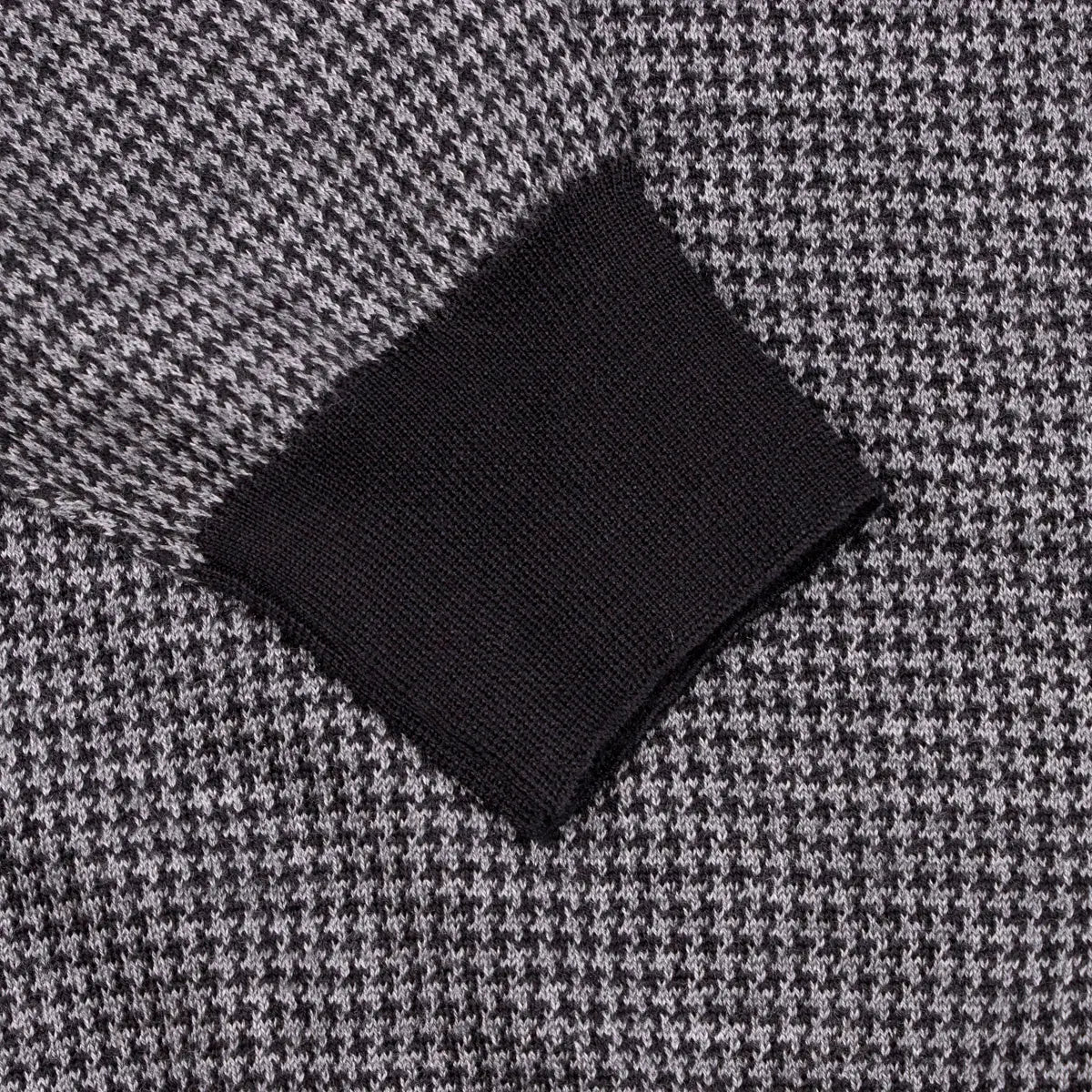 Grey Dogtooth Cashmere & Silk Zip-Neck Polo  Robert Old   