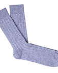 Grey Cashmere Blend Ribbed Socks  Robert Old   